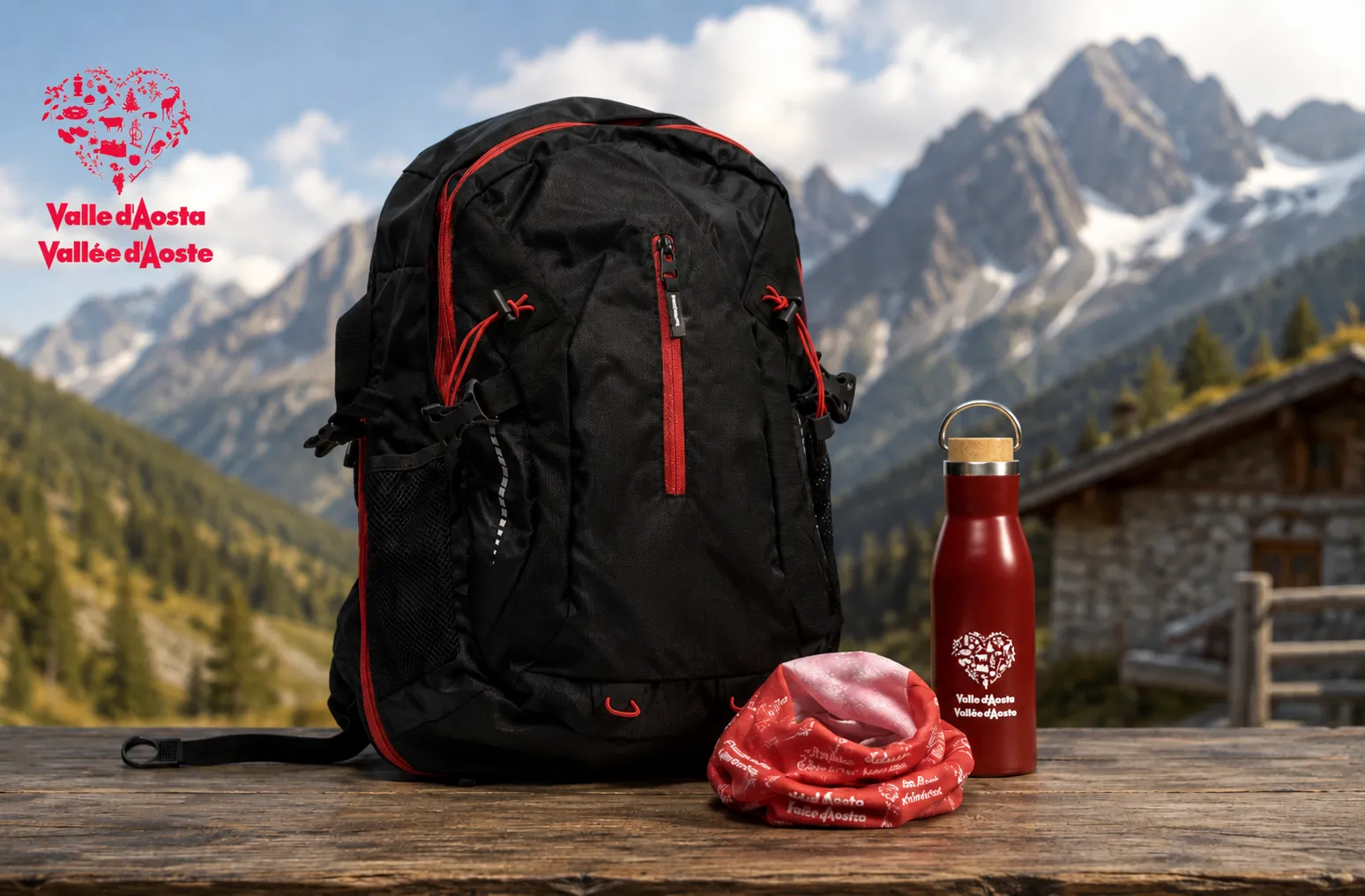 Valle d'Aosta — Zaino, borraccia e scaldacollo